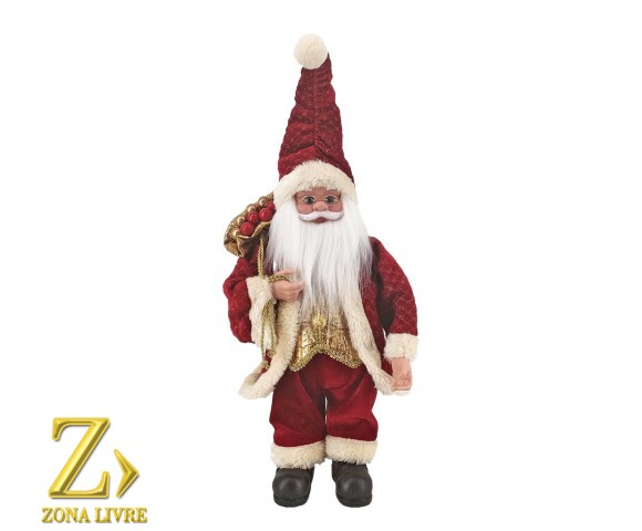PAPAI NOEL MUSICAL VERMELHO/DOURADO 40CM