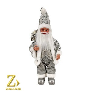 PAPAI NOEL MUSICAL PRATA/CINZA 40CM