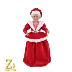 MAMAE NOEL VERMELHO/BRANCO 45CM