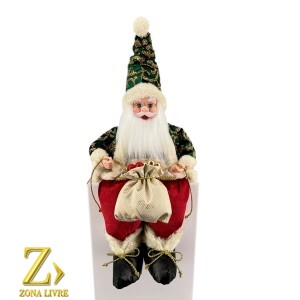 PAPAI NOEL MUSICAL VERMELHO/VERDE 40CM