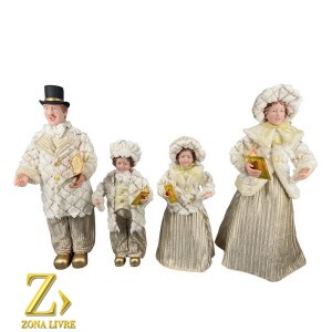 FAMILIA NATALINA CREME/DOURADO 65CM