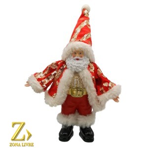 ENFEITE PAPAI NOEL VERMELHO/DOURADO 22CM CX/12