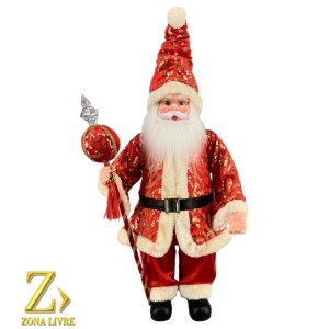 PAPAI NOEL MUSICAL VERMELHO/DOURADO 70CM