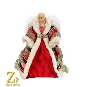 ANJO VERMELHO/ BRANCO XADREZ 30CM