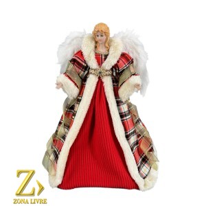 ANJO BRANCO/VERMELHO XADREZ 40CM