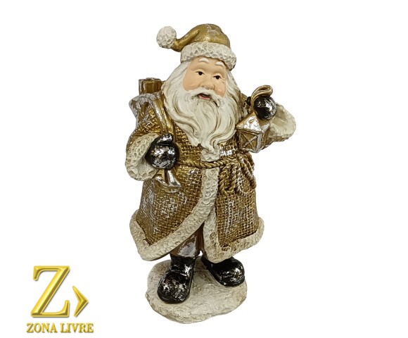 PAPAI NOEL DE RESINA 17CM DOURADO