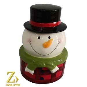 POTE BONECO DE NEVE DE CERAMICA 18CM