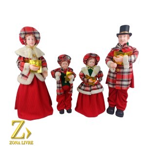 FAMILIA NATALINA BRANCO/VERMELHO 65CM