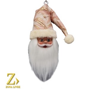 ROSTO PAPAI NOEL PINK / GOLD 20CM