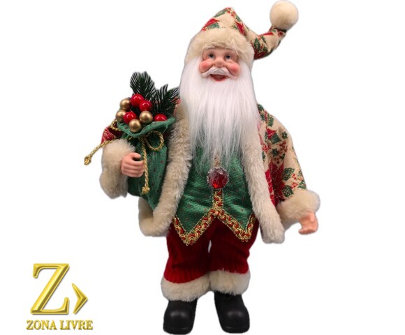 PAPAI NOEL VERMELHO / VERDE 30CM