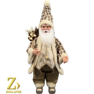 PAPAI NOEL MUSICAL LINHO / MARROM 70CM