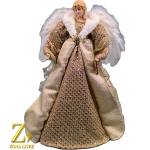 ANJO TOPO DE ARVORE GOLD 40CM
