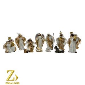 PRESEPIO CREME COM DOURADO 22CM