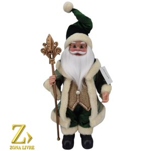 PAPAI NOEL MUSICAL GREEN/GOLD 40CM