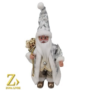 PAPAI NOEL MUSICAL GOLD/WHITE 40CM