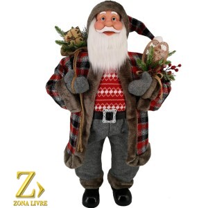 PAPAI NOEL VERMELHO/CINZA/MARROM COUNTRY 90CM