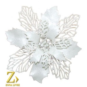ENFEITE NATALINO FLOR BRANCA 14 CM