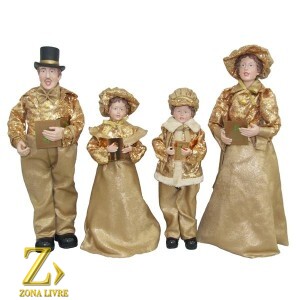 FAMILIA NATALINA 4 PCS 50CM DOURADO