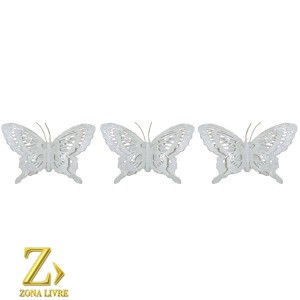 JG 3 ENFEITES NATALINOS BORBOLETAS 7CM
